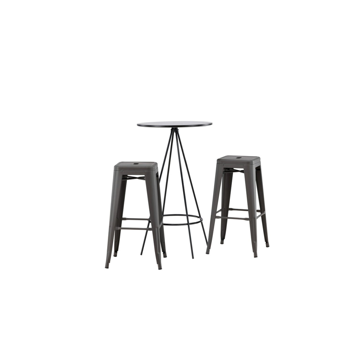 Bistro, Tempe Rund matgrupp Mörkgrå, Svart, ⌀60