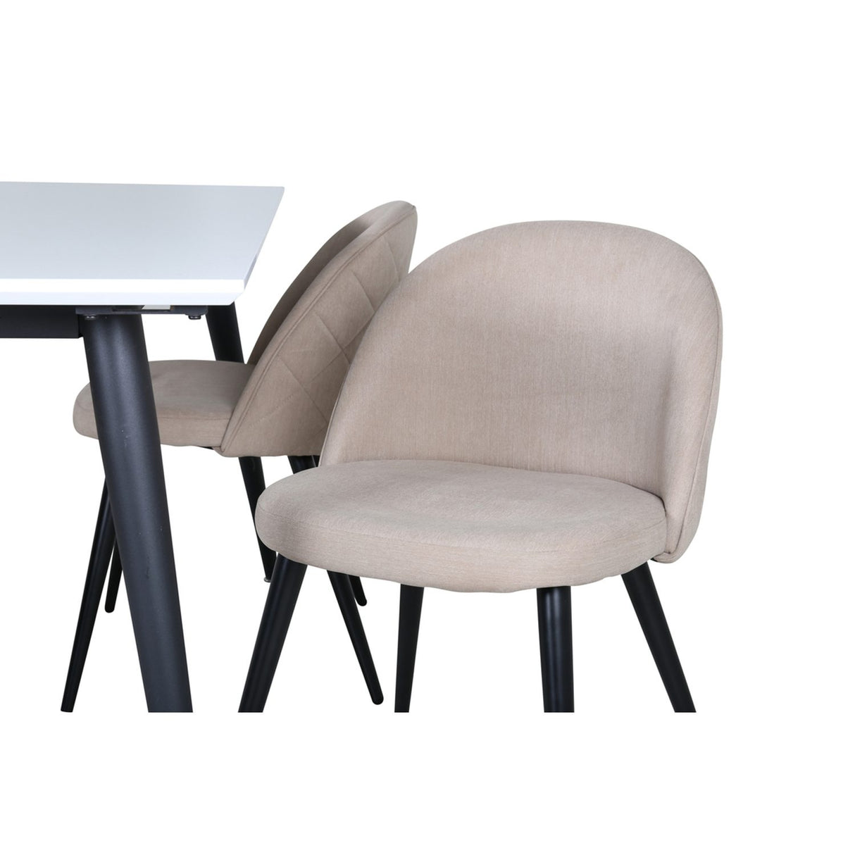 Jimmy, Velvet Rektangulär matgrupp Beige, Svart, Svart,Vitt, 150 x 90