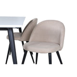 Jimmy, Velvet Rektangulär matgrupp Beige, Svart, Svart,Vitt, 150 x 90