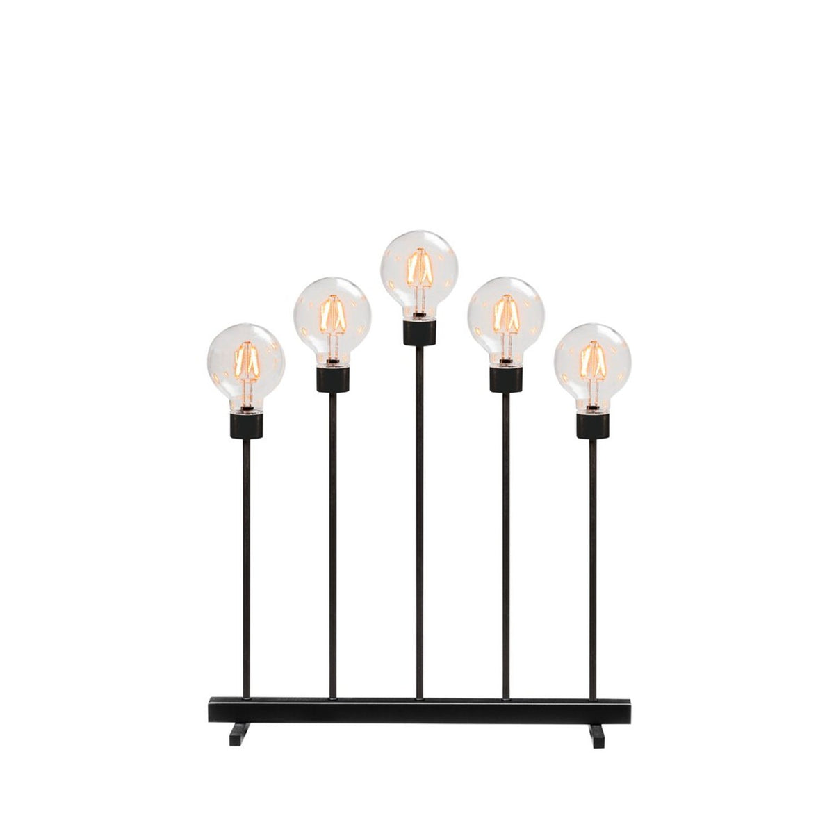 5 Ljus Metall Svart Amber LED med Dimmer Elljusstake V-form