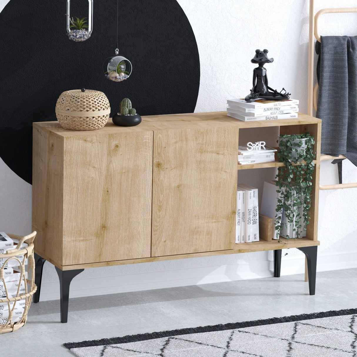 Doha (120 x 80 x 40 cm) Sapphire Oak Black Konsolbord