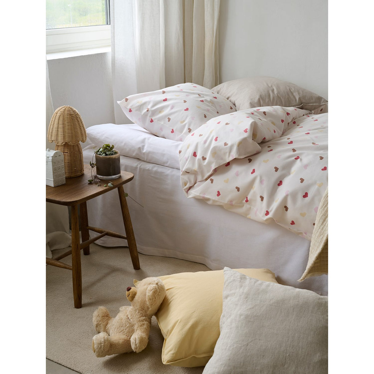 2-Dels Set Hjärtrud Påslakanset Enkelsäng Beige