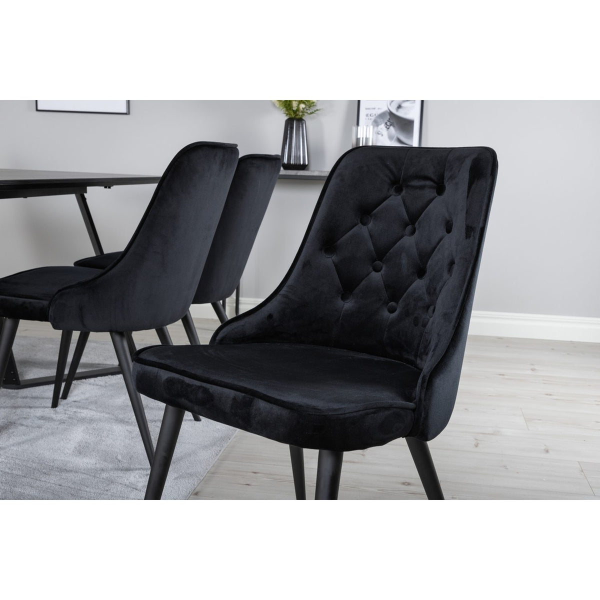 Marina, Velvet Deluxe Rektangulär matgrupp Svart, Svart, 180 x 90