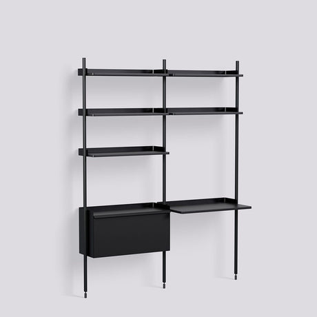 Pier System 12 2 sektioner 162 × 46,5 × 209 cm Hyllsystem PS Black, Black – anodiserad aluminium