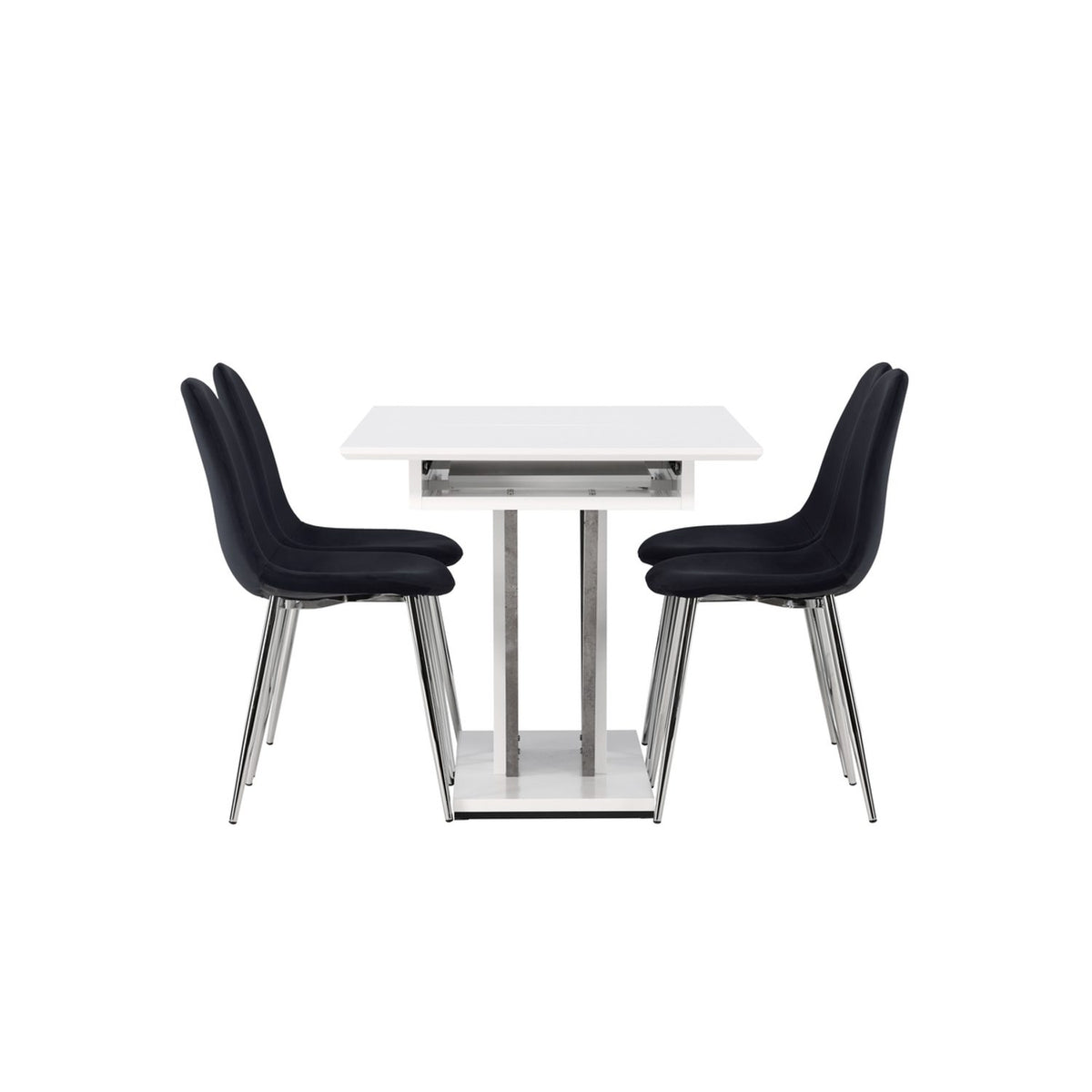 Disa, Polar Rektangulär matgrupp Svart,Silver, Grå,Vitt, 120 x 80