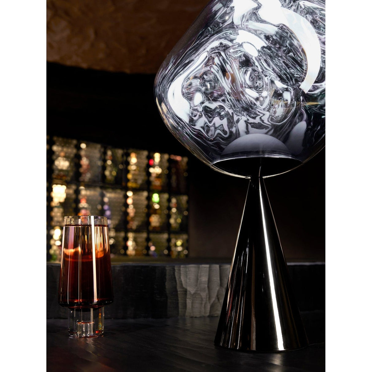 Melt Cone Fat Bordslampa Silver/Black