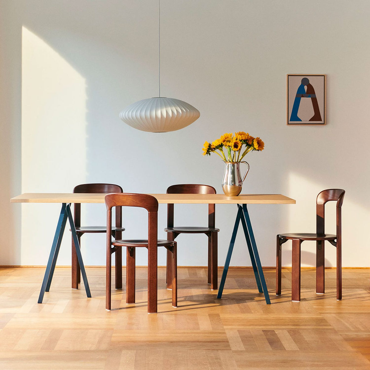 Loop Stand L200 × B92,5 × H74 cm Matbord Black – linoleum, Black – pulverlackerat stål