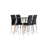 Danburi, Lily Rektangulär matgrupp Svart,Silver, Svart,Natur, 120 x 60