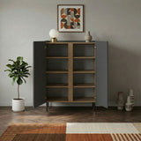 Lucile (90 x 120,4 x 40,5 cm) Sideboard Antracit naturlig ek svart