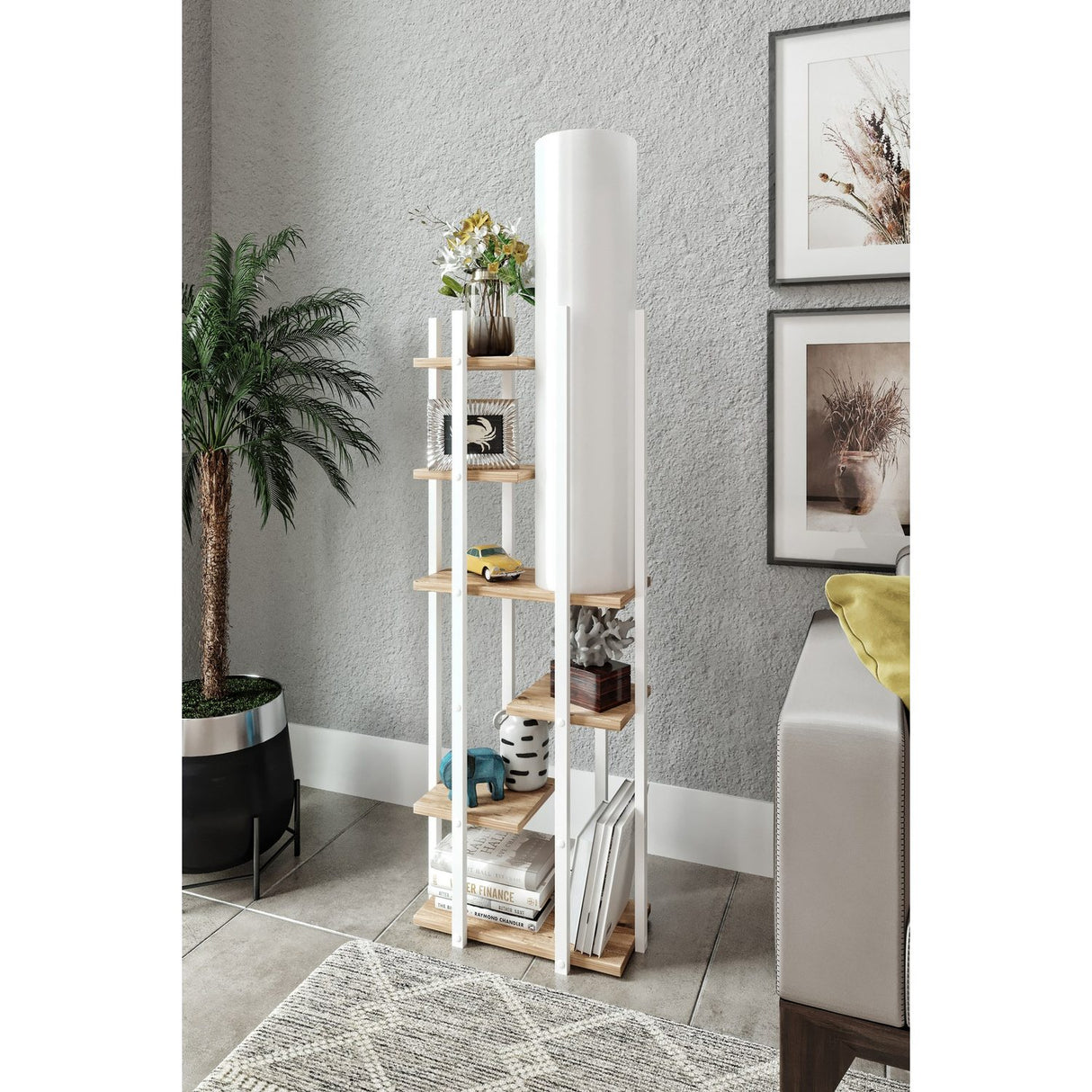 Oslo (21 x 21 cm) Vit Natur Golvlampa
