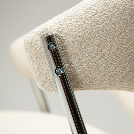 Zone Stol Simply Beige Bouclé, Chrome