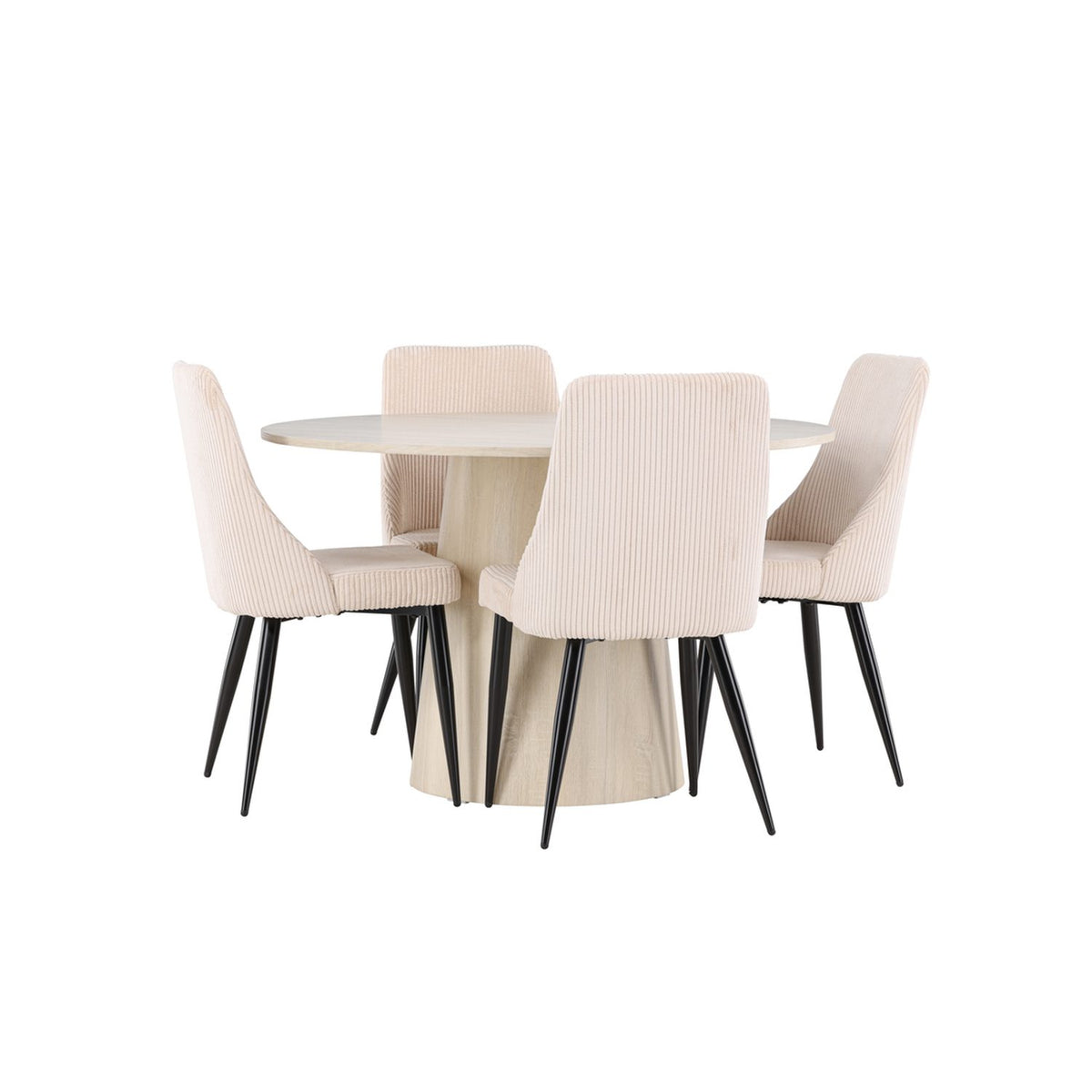 Lanzo, Leone Rund matgrupp Beige,Svart, Vitlaserad, ⌀120