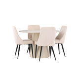 Lanzo, Leone Rund matgrupp Beige,Svart, Vitlaserad, ⌀120