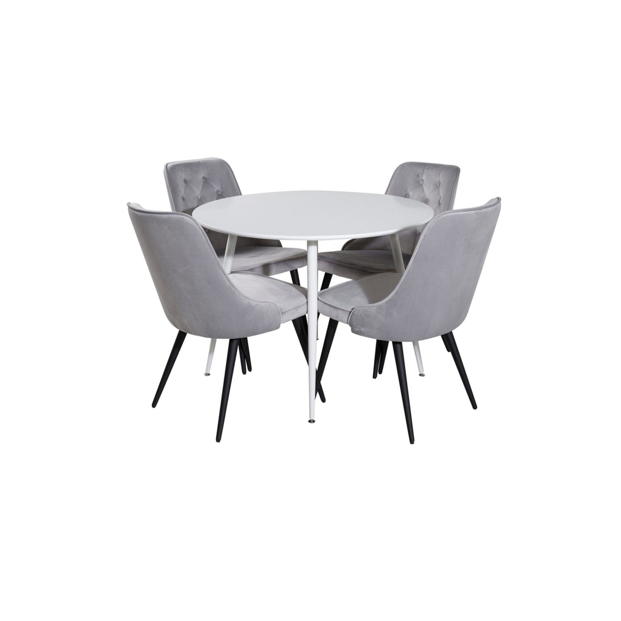 Plaza, Velvet Deluxe Rund matgrupp Svart,Ljusgrå, Vit, ⌀100
