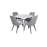 Plaza, Velvet Deluxe Rund matgrupp Svart,Ljusgrå, Vit, ⌀100