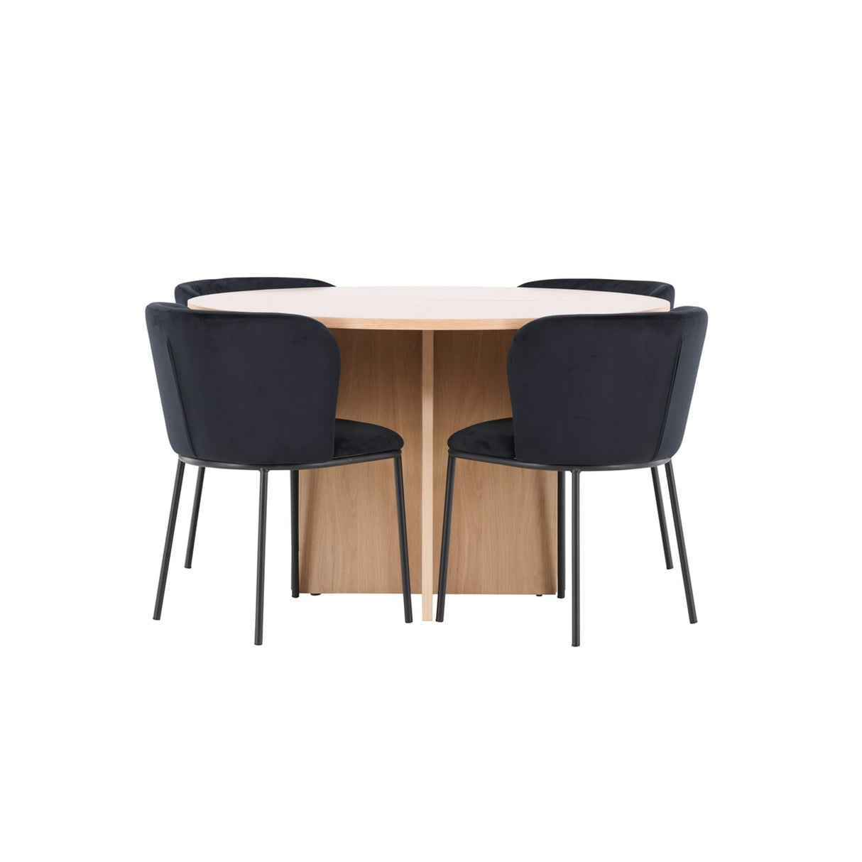 Strada, Edina Oval matgrupp Svart, Vitputsad, 4st