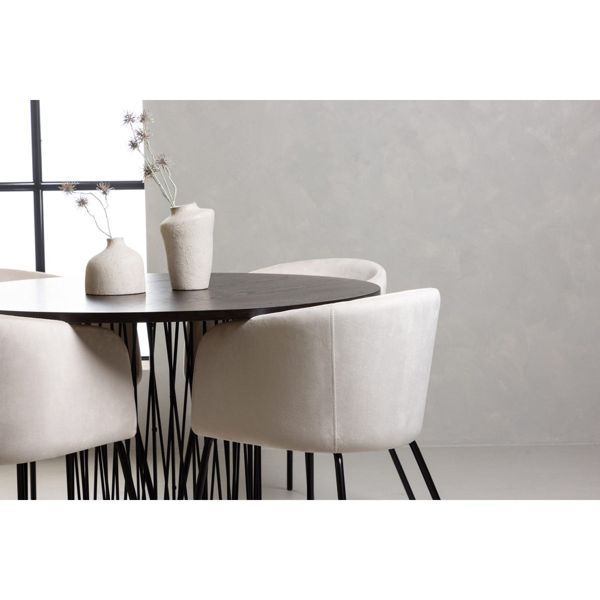 Stone, Berit Rund matgrupp Beige, Svart, Svart, Mocka, ⌀120