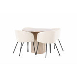 Olivia, Berit Rund matgrupp Beige, Vitputsad, 4st