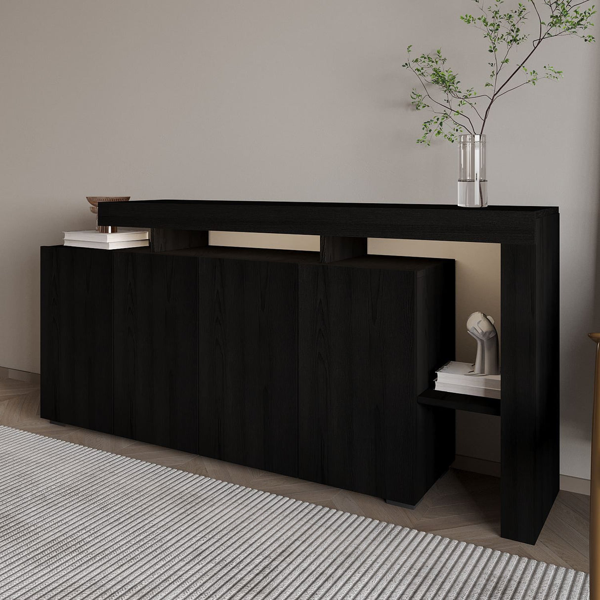 Cork (170 x 80 x 35 cm) Konsolbord Wood Black