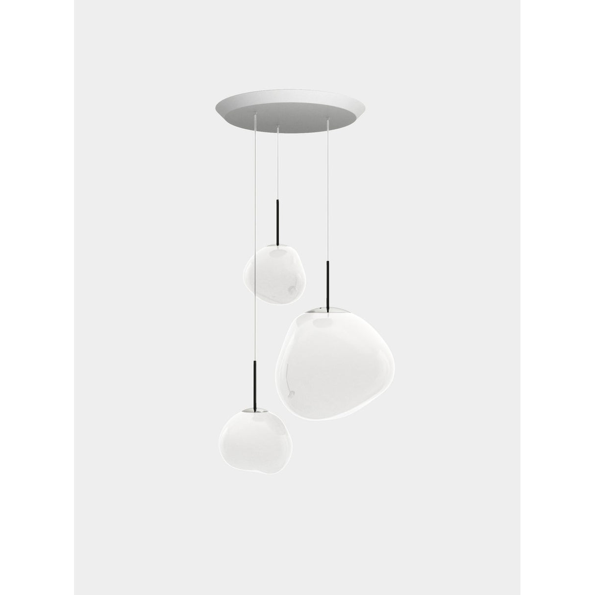 Melt Trio Round Pendelsystem LED Opalescent, Silver