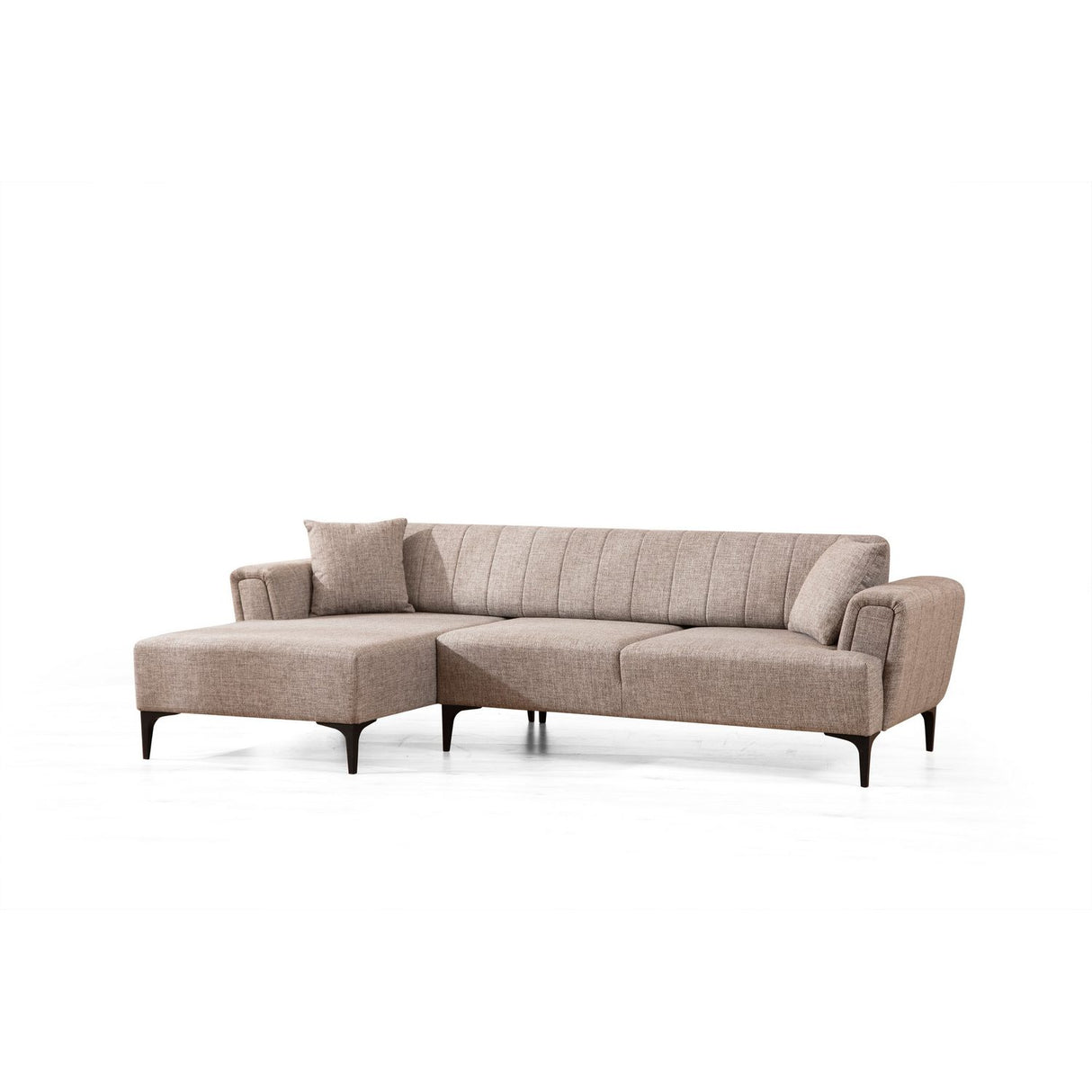 Jakarta (140-270 x 95 x 77 cm) Hörnsoffa-bäddsoffa Ljusbrun, Vänster