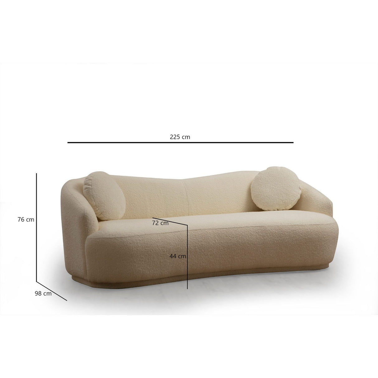 Ancona (225 x 76 x 98 cm) Kräm 3-sitssoffa