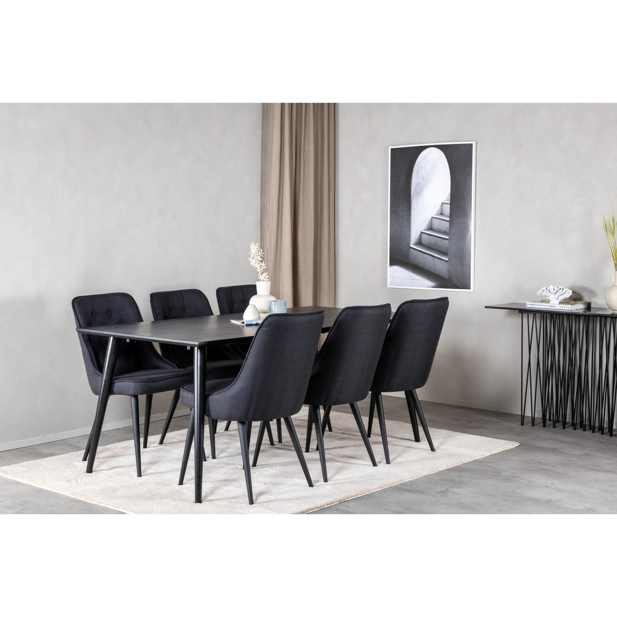 Dipp, Velvet Deluxe Rektangulär matgrupp Svart, Svart, 180 x 90
