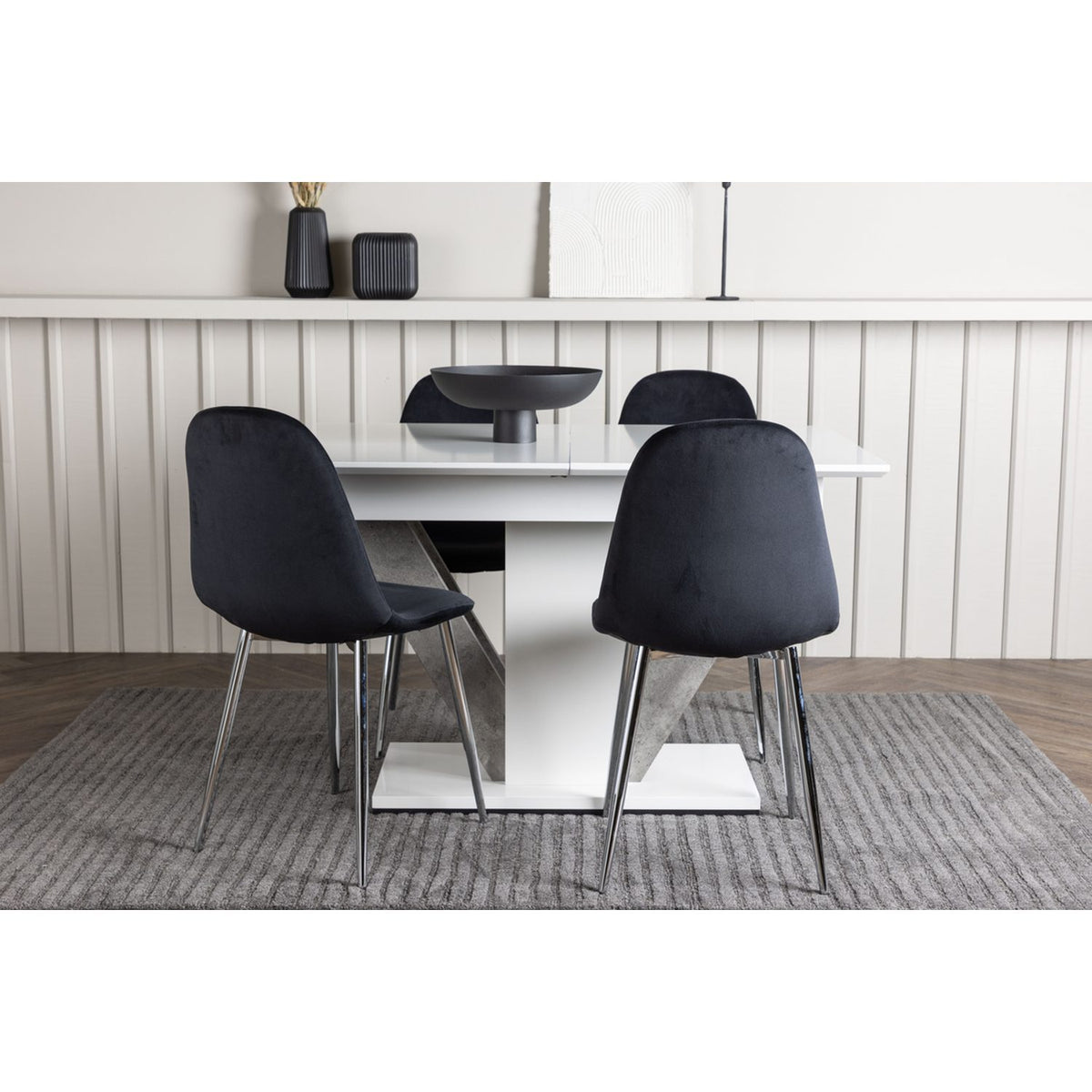 Disa, Polar Rektangulär matgrupp Svart,Silver, Grå,Vitt, 120 x 80