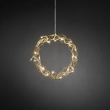 Varmvita LED Metall Julkrans med Belysning 30 cm, Guld