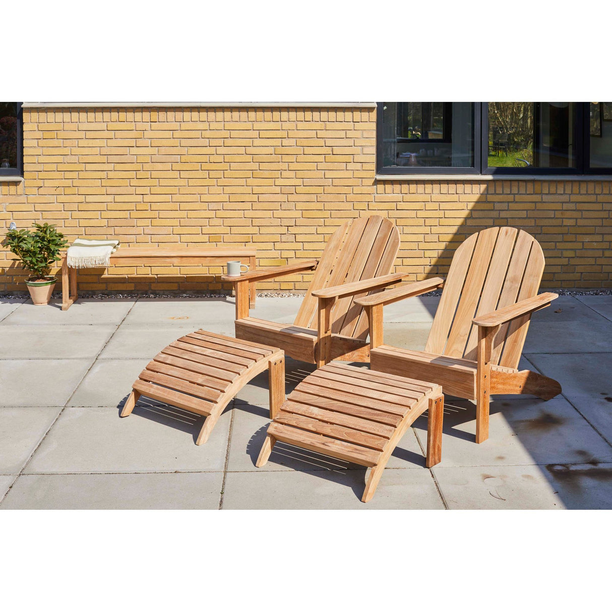 Adirondack Däckstol med Fotpall Teak