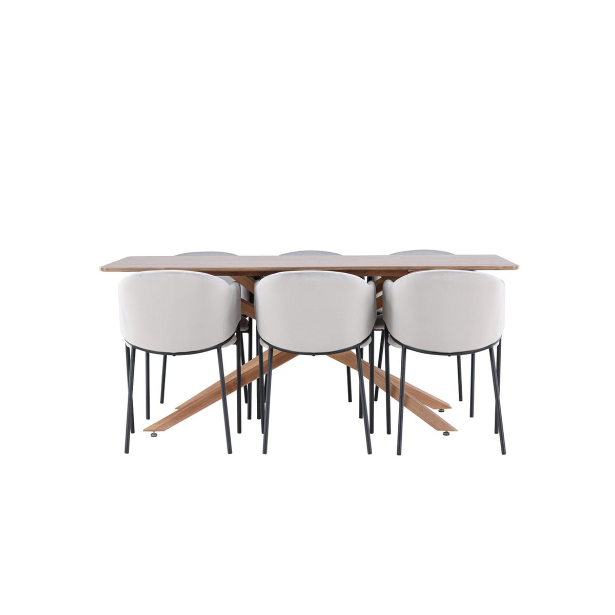 Piazza, Evelina Rektangulär matgrupp Svart,Grå, Mocka, 180 x 90