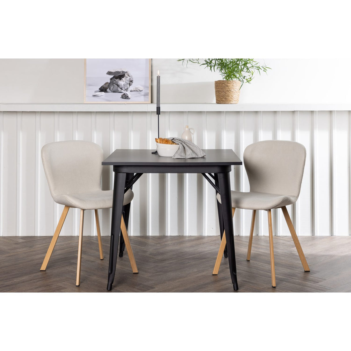Tempe, Lilja Rektangulär matgrupp Beige, Natur, Svart, 80 x 80