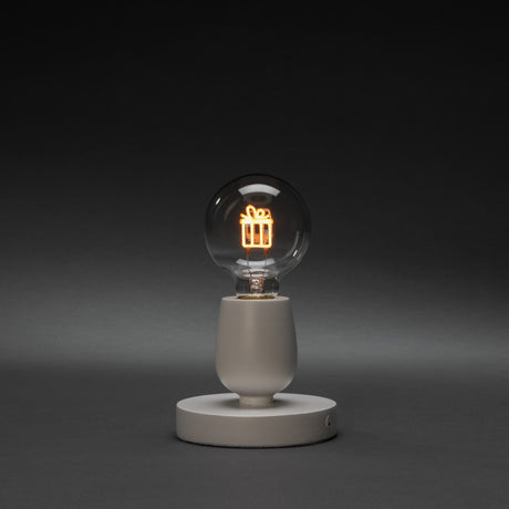 B/O Trä/vit. Amber LED Julklapp Timer 6h USB Stående Ljusdekoration Inne