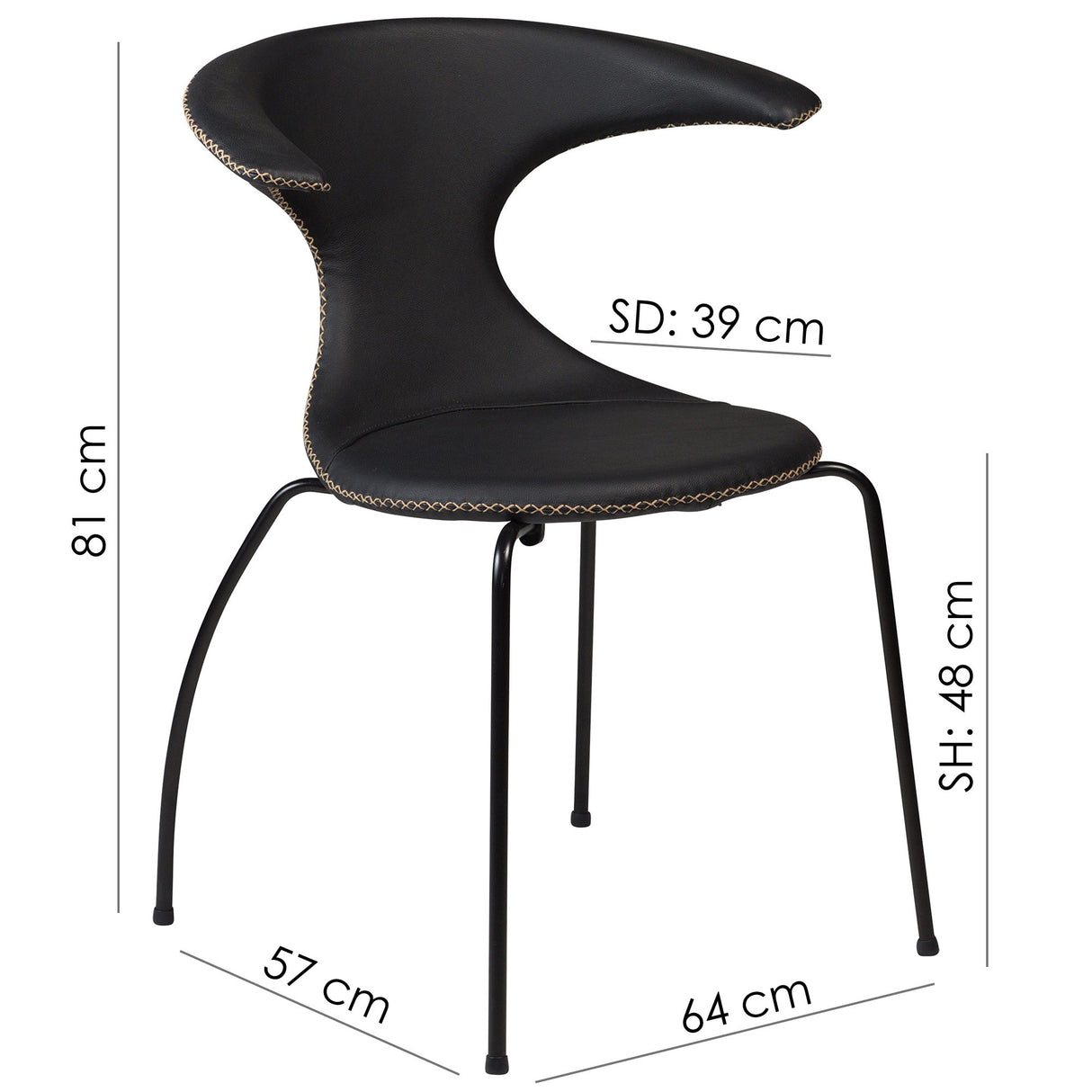 Flair Stol Black Leather, Black