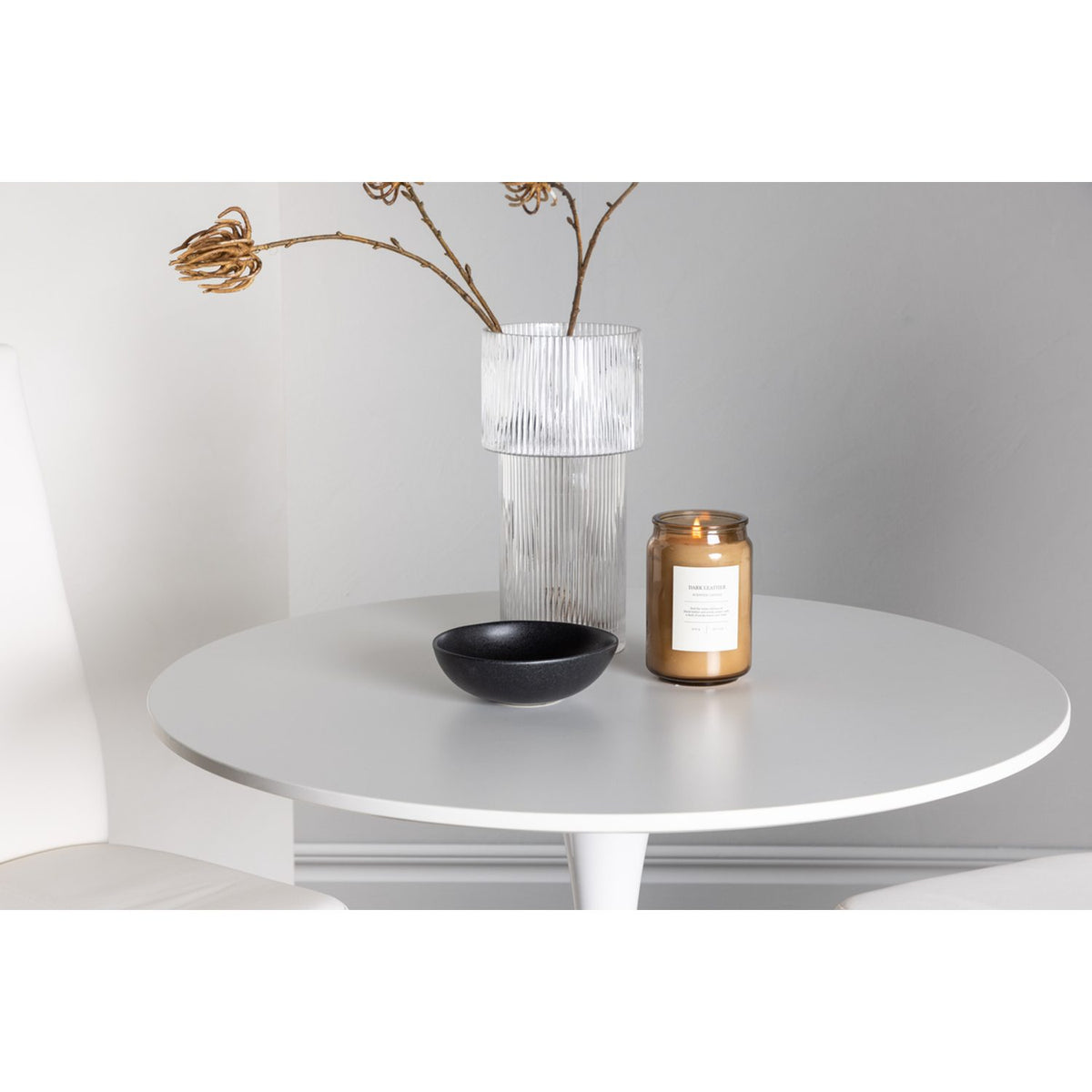 Hamden, Pastill Rund matgrupp Silver,Vitt, Vit, ⌀80