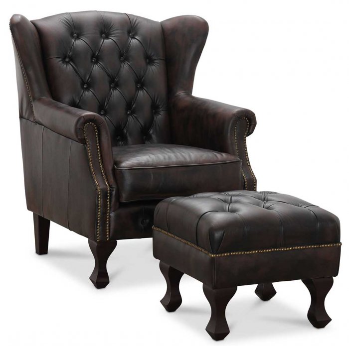 Aberdeen Wingchair Brunt Läder