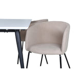 Jimmy, Berit Rektangulär matgrupp Beige, Svart, Svart,Vitt, 150 x 90