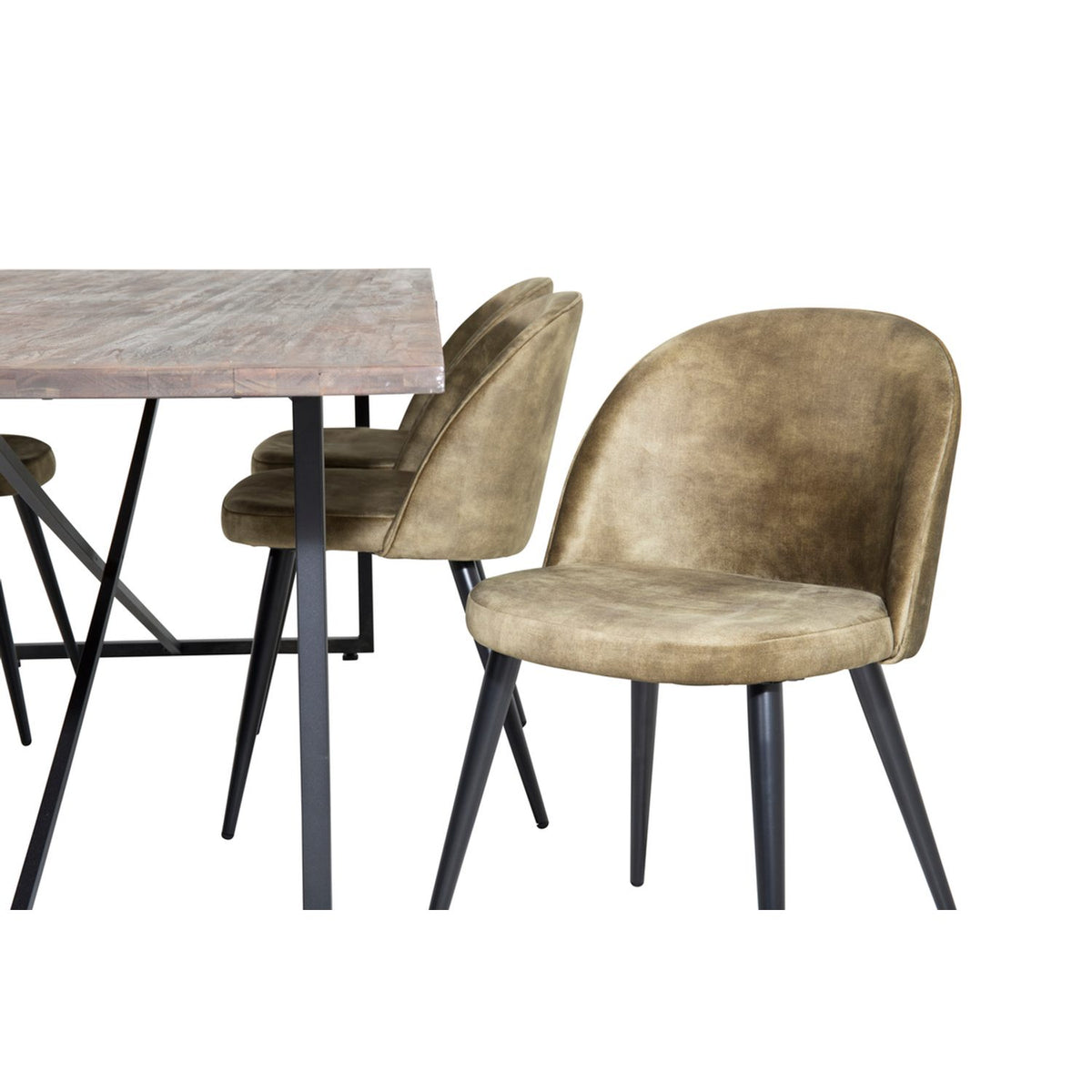 Padang, Velvet Rektangulär matgrupp Svart,Grön, Svart,Natur, 250 x 100