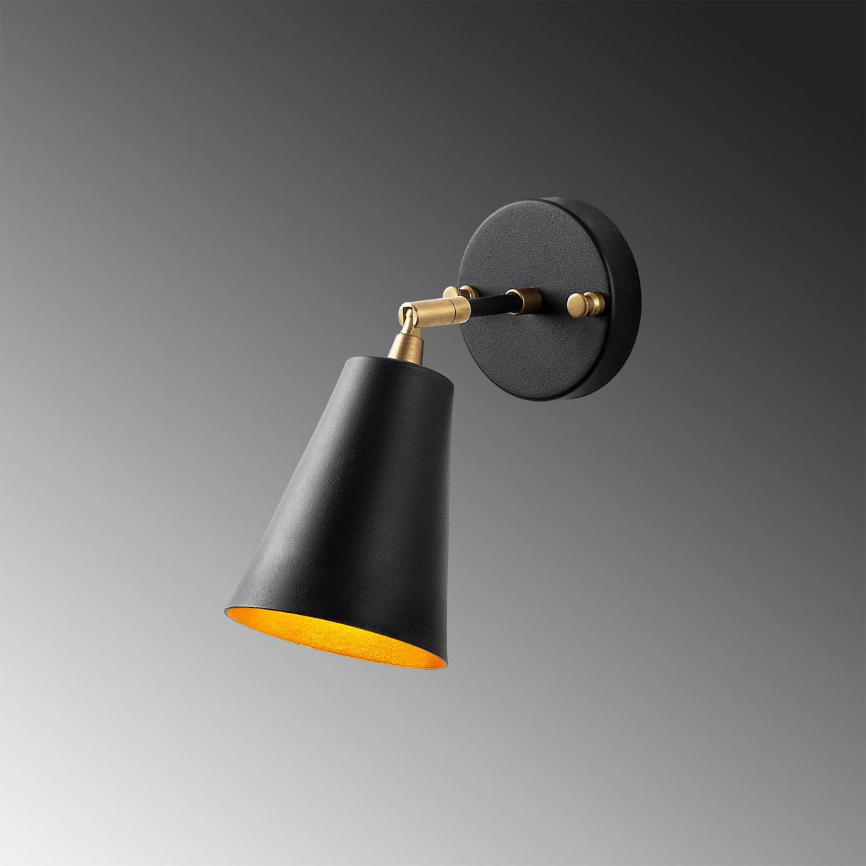 Evander Vägglampa Svart / Guld