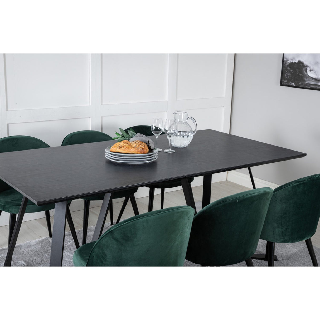 Marina, Velvet Rektangulär matgrupp Svart