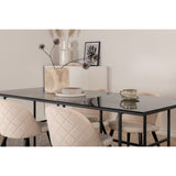 Leif, Velvet Rektangulär matgrupp Beige, Svart, Svart, 200 x 90