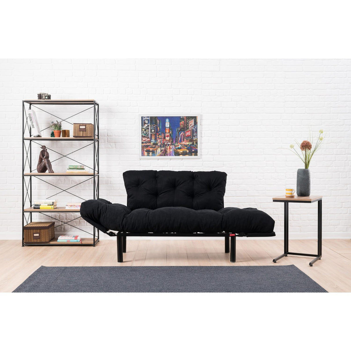 Helsingfors (155 x 85 x 70 cm) 2-sits bäddsoffa Svart