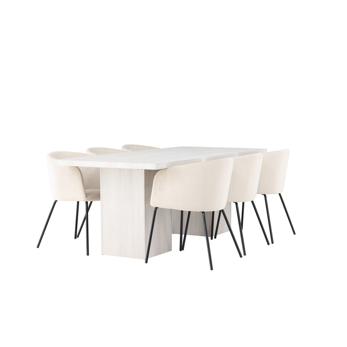 Olga, Berit Rektangulär matgrupp Beige,Svart, Vit, 200 x 90