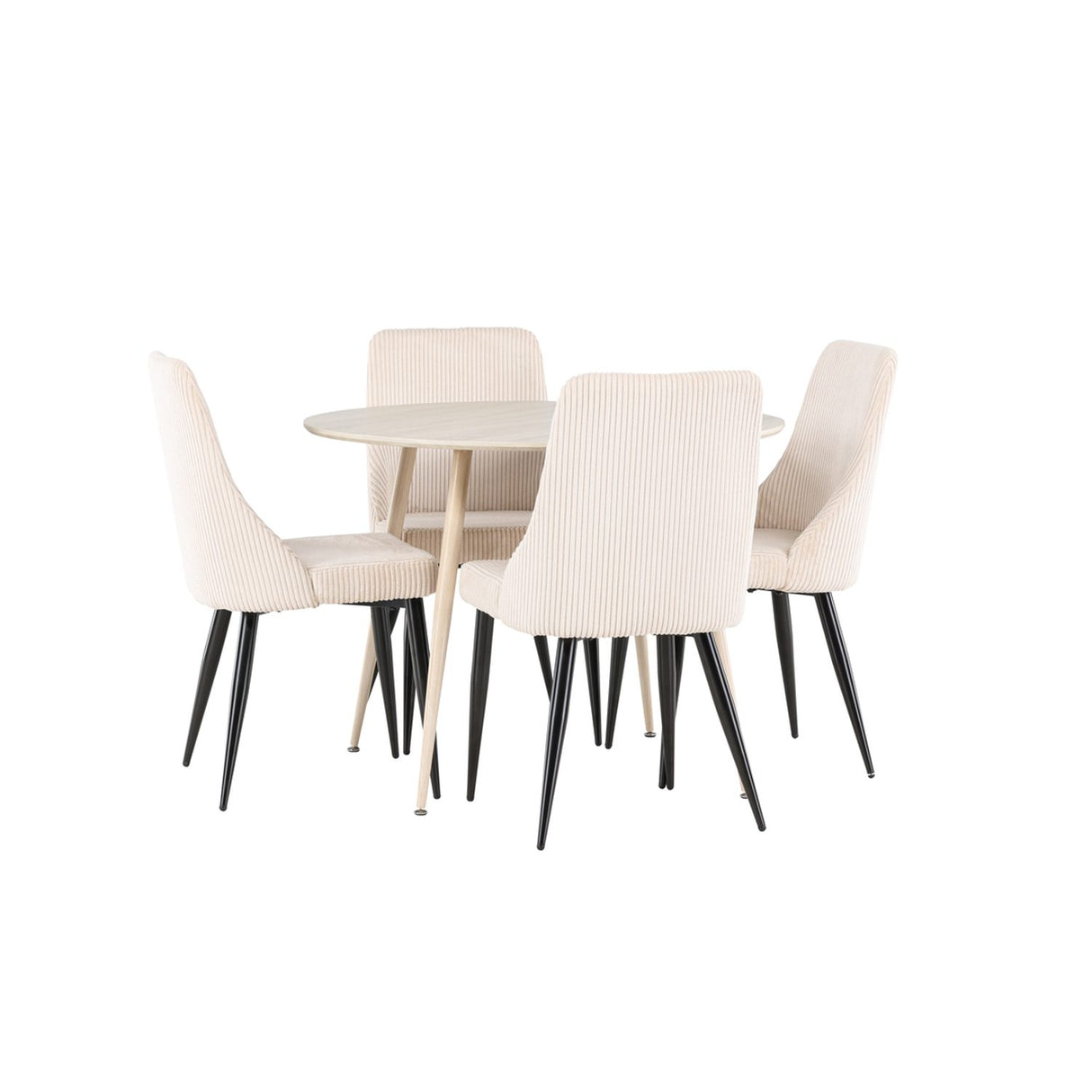 Plaza, Leone Rund matgrupp Beige, Vitputsad, 4st