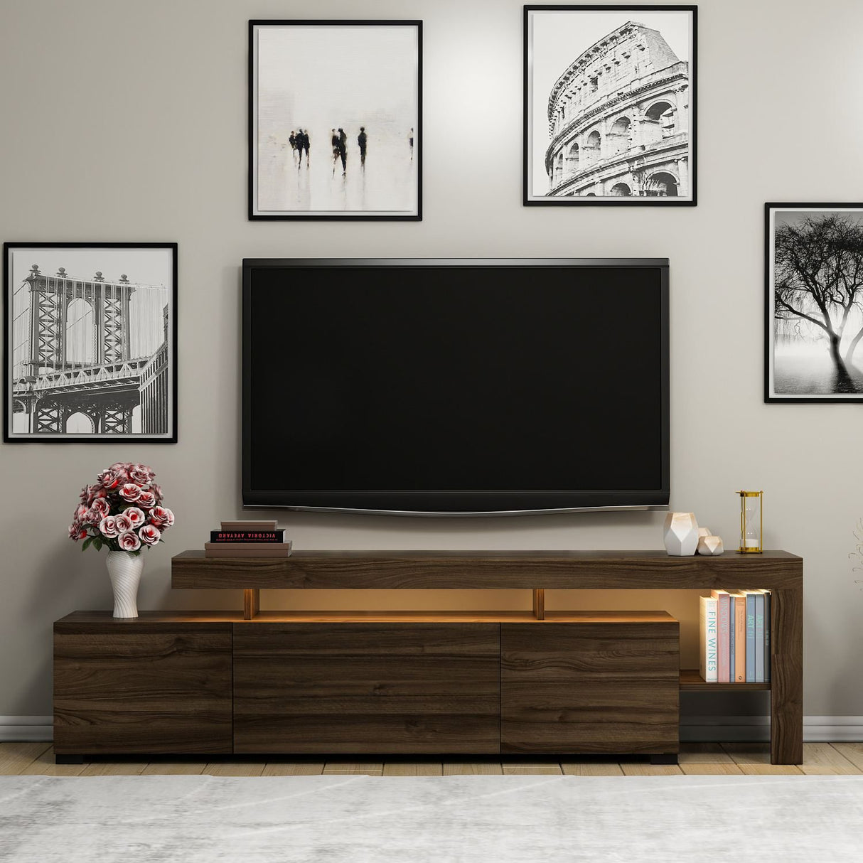 Beliz (192 x 53 x 37 cm) valnöt TV-bänk