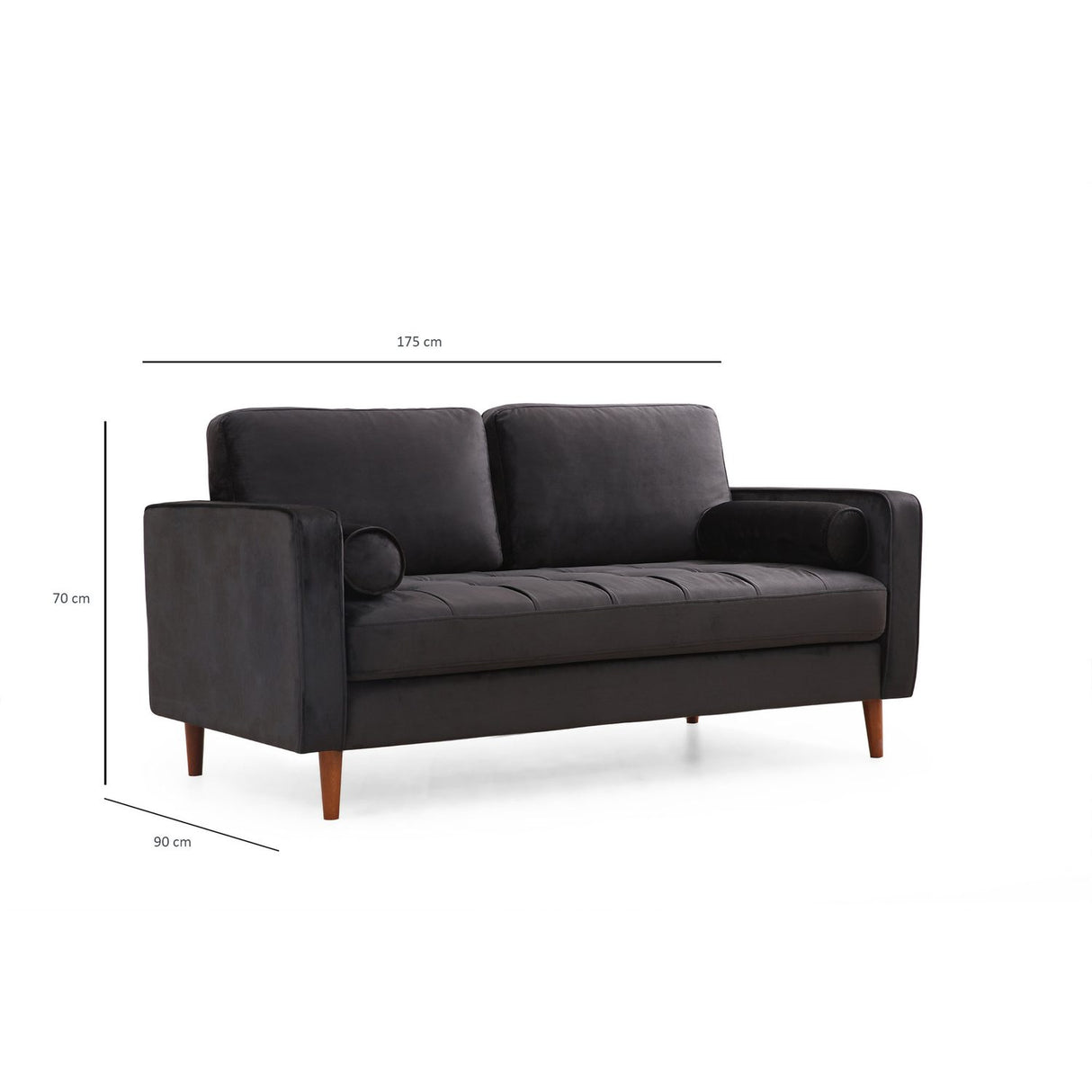 Verona (175 x 90 x 70 cm) 2-sitssoffa Svart ek