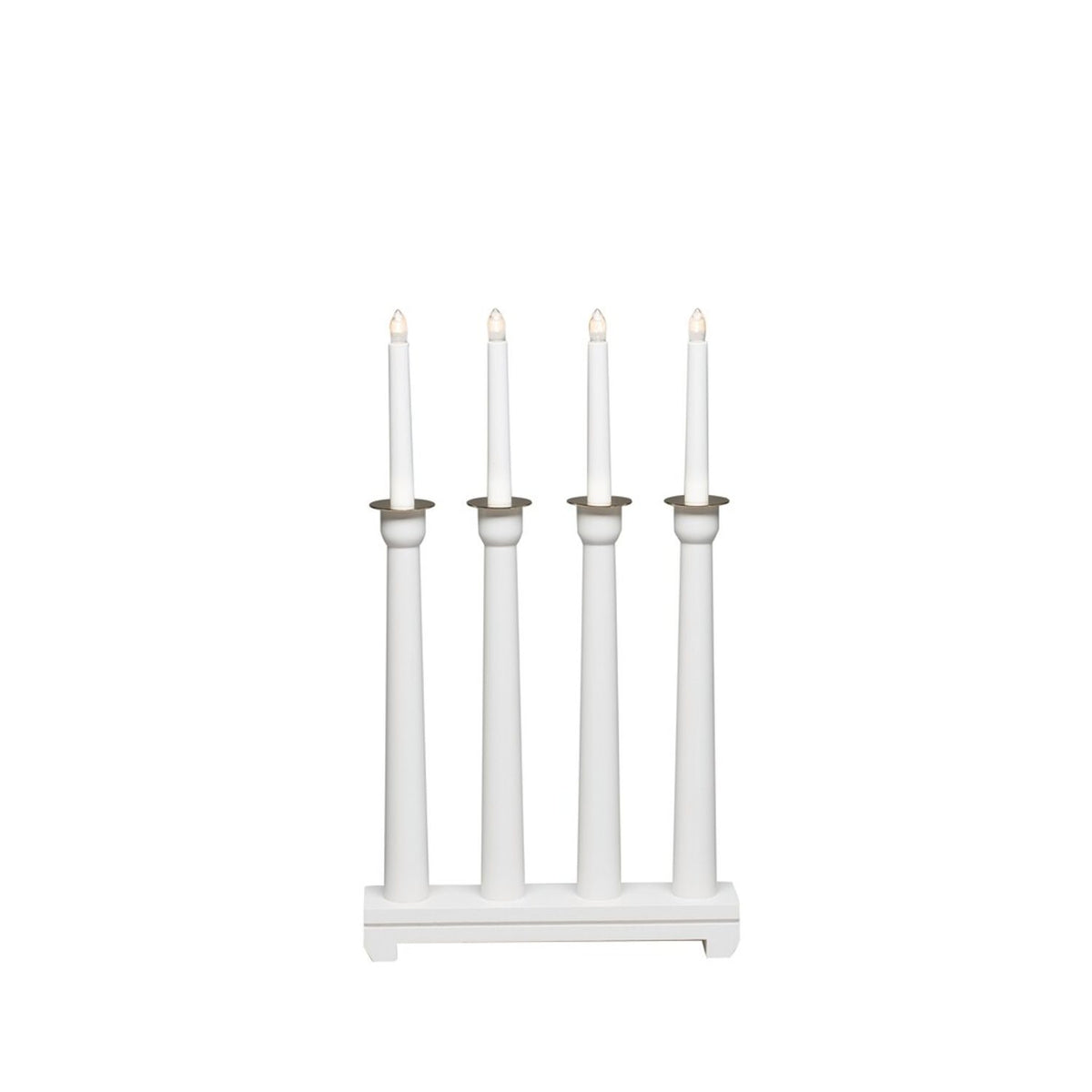 4 Ljus Trä 50 cm Elljusstake Vit