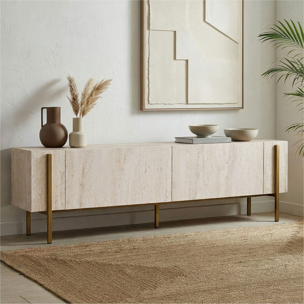 Carlito TV-bänk Travertine Gold