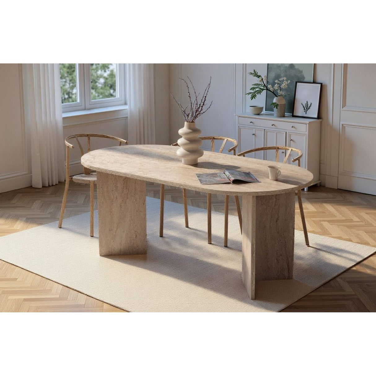 Melo Matbord Travertine