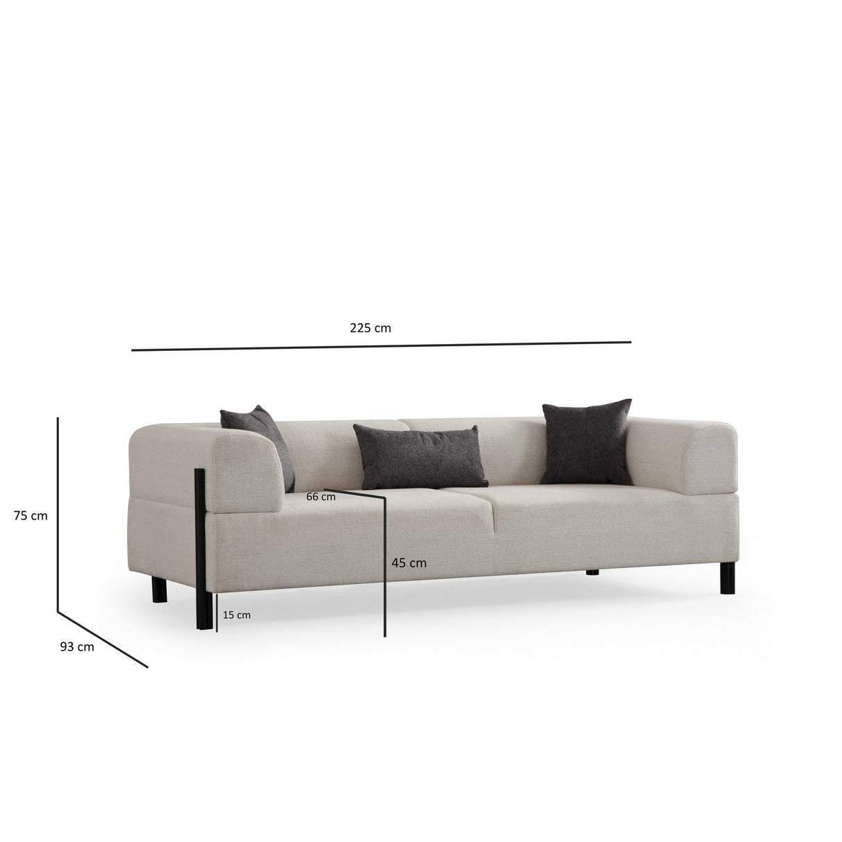 Doha 3-sits (225 x 93 x 75 cm) 3-sitssoffa Vit